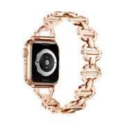 Ladder Buckle Metal Watch Band For Apple Watch 8 41mm(Rose Gold)