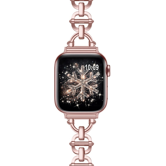Ladder Buckle Metal Watch Band For Apple Watch 7 41mm(Pink)