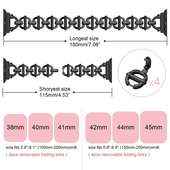 Ladder Buckle Metal Watch Band For Apple Watch 7 41mm(Black)