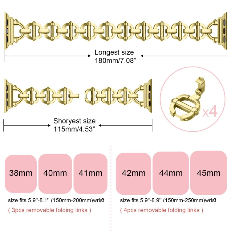 Ladder Buckle Metal Watch Band For Apple Watch 7 41mm(Gold)