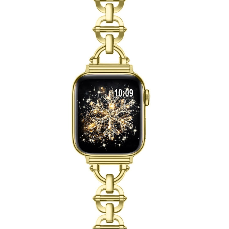 Ladder Buckle Metal Watch Band For Apple Watch 7 41mm(Gold)