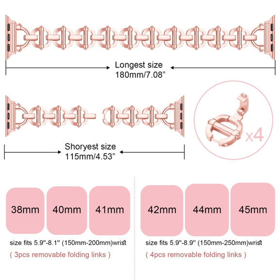 Ladder Buckle Metal Watch Band For Apple Watch 7 45mm(Pink)