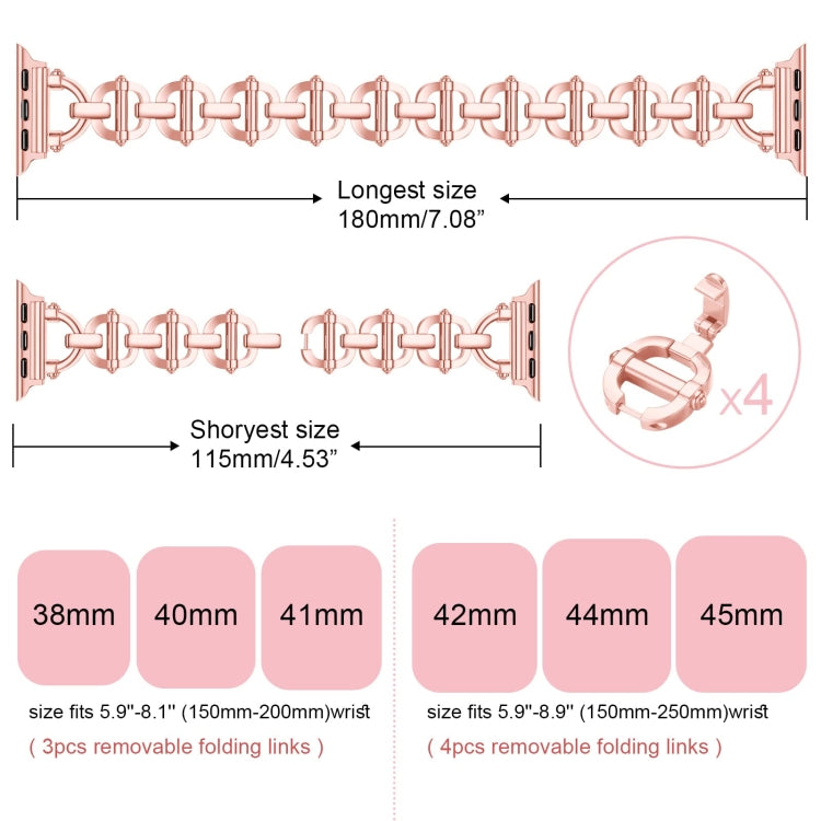 Ladder Buckle Metal Watch Band For Apple Watch 7 45mm(Pink)