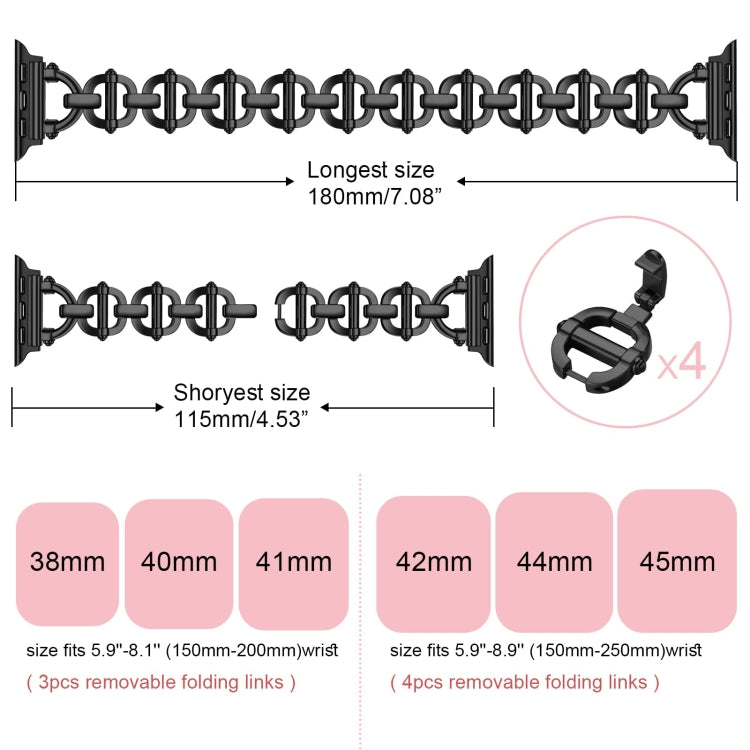 Ladder Buckle Metal Watch Band For Apple Watch 7 45mm(Black)