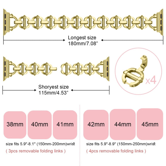 Ladder Buckle Metal Watch Band For Apple Watch 7 45mm(Gold)
