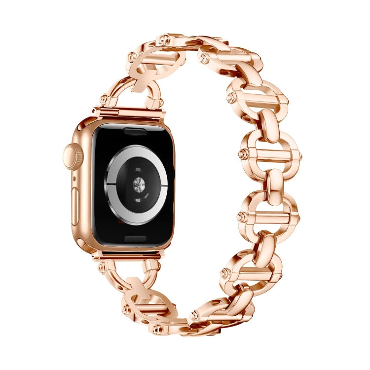 Ladder Buckle Metal Watch Band For Apple Watch SE 2022 40mm(Rose Gold) - Watch Bands by PMC TechLife | Online Shopping South Africa | PMC TechLife