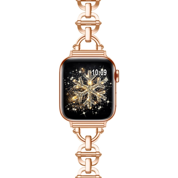Ladder Buckle Metal Watch Band For Apple Watch SE 2022 40mm(Rose Gold) - Watch Bands by PMC TechLife | Online Shopping South Africa | PMC TechLife
