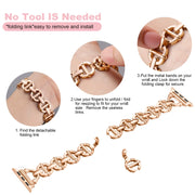 Ladder Buckle Metal Watch Band For Apple Watch SE 40mm(Rose Gold)