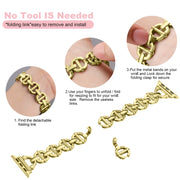 Ladder Buckle Metal Watch Band For Apple Watch SE 44mm(Gold)