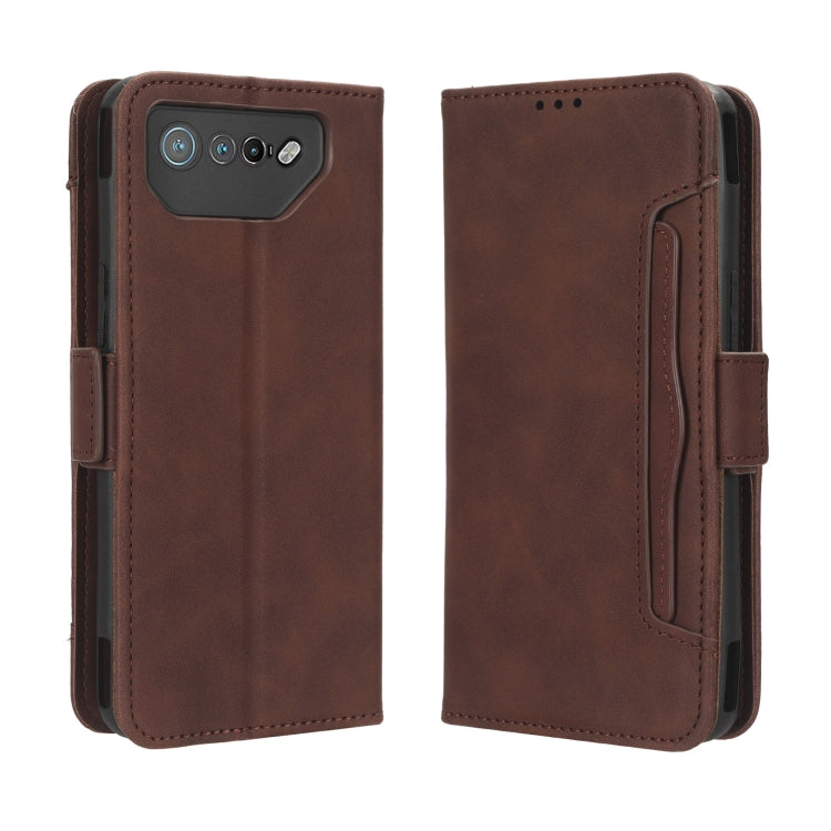 For ASUS ROG Phone 7 Skin Feel Calf Texture Card Slots Leather Phone Case(Brown)