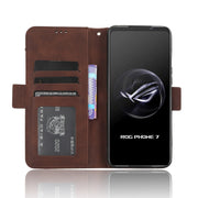 For ASUS ROG Phone 7 Skin Feel Calf Texture Card Slots Leather Phone Case(Brown)