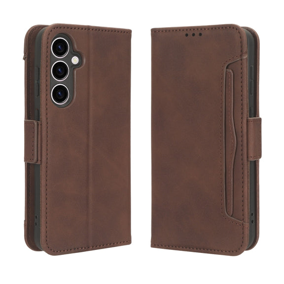 For Samsung Galaxy S23 FE 5G Skin Feel Calf Texture Card Slots Leather Phone Case(Brown)