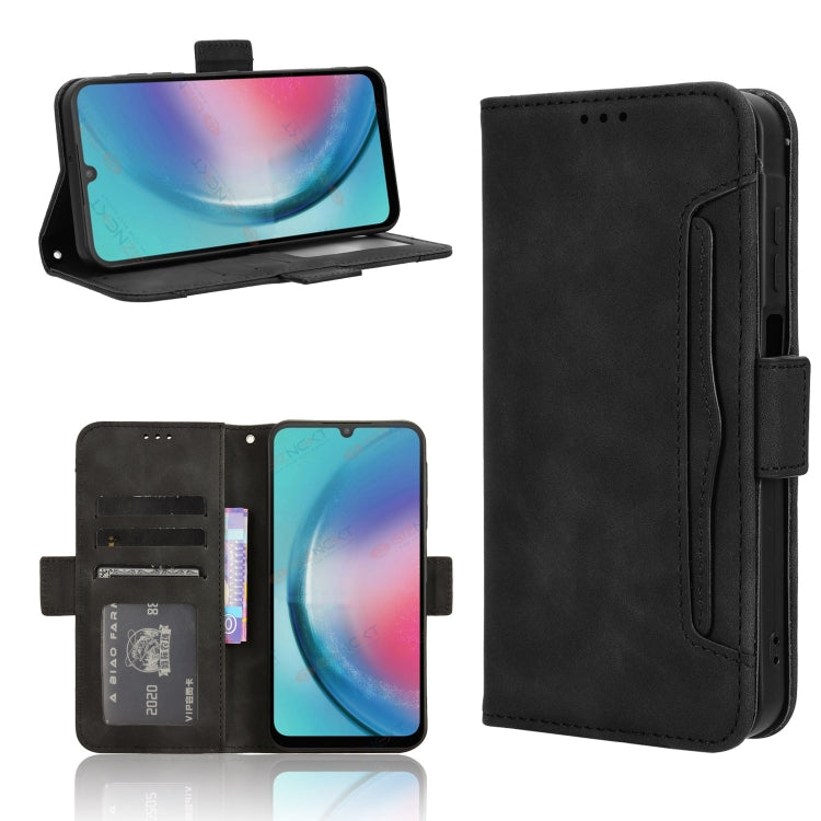 For Samsung Galaxy A25 5G Global Skin Feel Calf Texture Card Slots Leather Phone Case(Black)