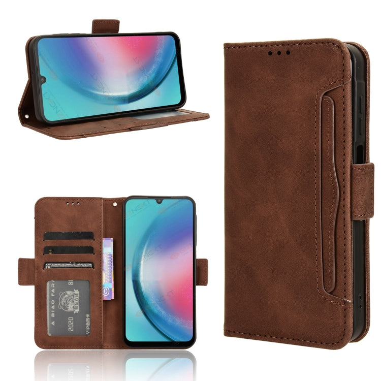 For Samsung Galaxy A25 5G Global Skin Feel Calf Texture Card Slots Leather Phone Case(Brown)