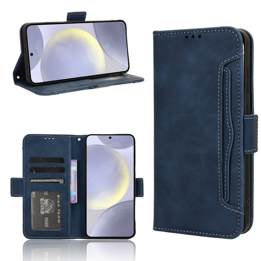 For Samsung Galaxy S24+ 5G Skin Feel Calf Texture Card Slots Leather Phone Case(Blue) - free shipping - PMC Jewellery - Order now!