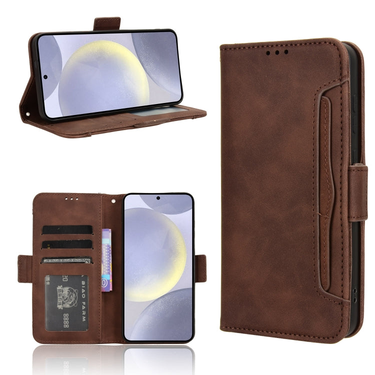 For Samsung Galaxy S24 5G Skin Feel Calf Texture Card Slots Leather Phone Case(Brown) - Galaxy S24 5G Cases by PMC TechLife | Online Shopping South Africa | PMC TechLife | Buy Now Pay Later Mobicred