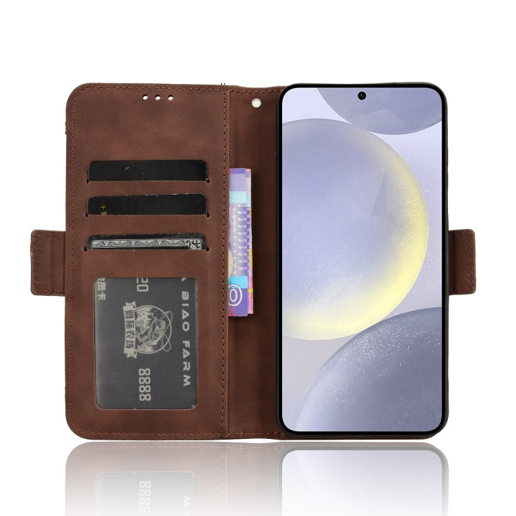 For Samsung Galaxy S24 5G Skin Feel Calf Texture Card Slots Leather Phone Case(Brown)