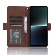 For Sony Xperia 1 V Skin Feel Calf Texture Card Slots Leather Phone Case(Brown)