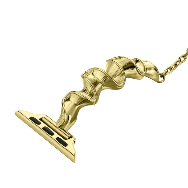 Ribbon Wave Metal Watch Band For Apple Watch 8 41mm(Gold) - Watch Bands by PMC TechLife | Online Shopping South Africa | PMC TechLife