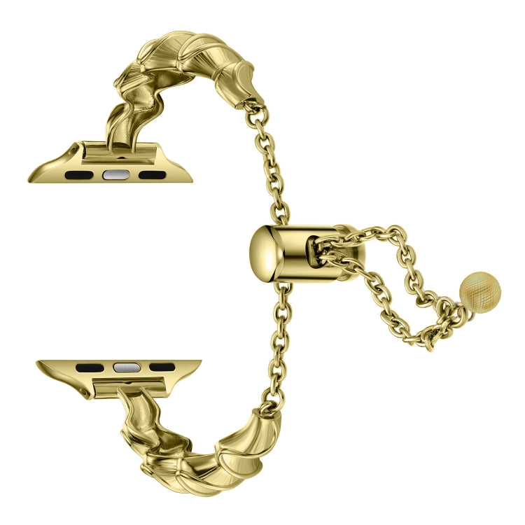 Ribbon Wave Metal Watch Band For Apple Watch 7 41mm(Gold) - Watch Bands by PMC TechLife | Online Shopping South Africa | PMC TechLife