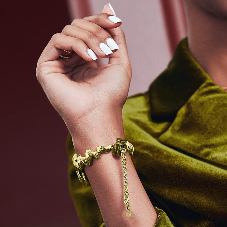 Ribbon Wave Metal Watch Band For Apple Watch 7 41mm(Gold) - Watch Bands by PMC TechLife | Online Shopping South Africa | PMC TechLife