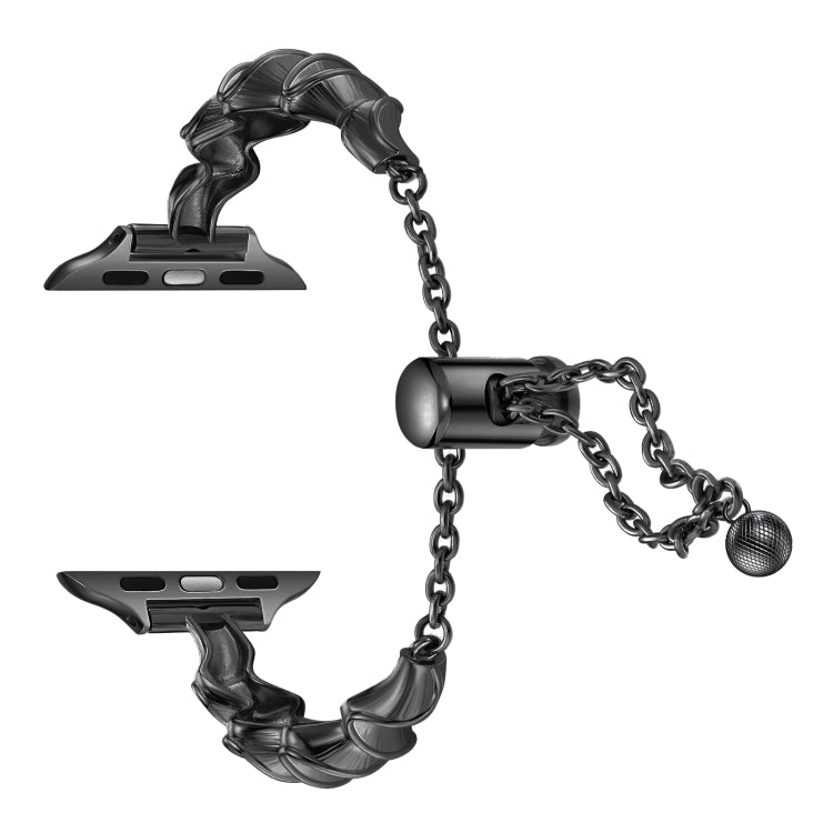 Ribbon Wave Metal Watch Band For Apple Watch 6 40mm(Black) - Watch Bands by PMC TechLife | Online Shopping South Africa | PMC TechLife