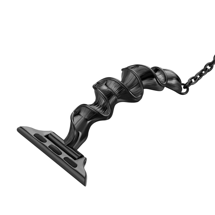 Ribbon Wave Metal Watch Band For Apple Watch 6 40mm(Black) - Watch Bands by PMC TechLife | Online Shopping South Africa | PMC TechLife