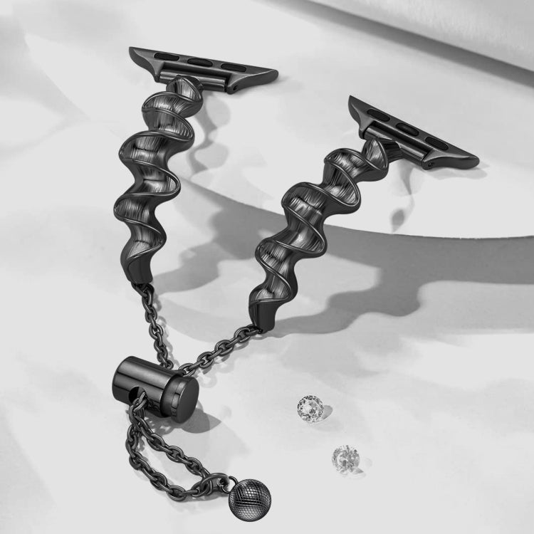 Ribbon Wave Metal Watch Band For Apple Watch 6 40mm(Black) - Watch Bands by PMC TechLife | Online Shopping South Africa | PMC TechLife