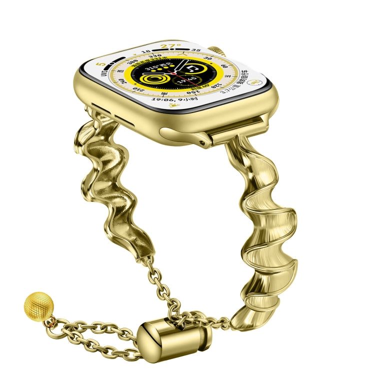 Ribbon Wave Metal Watch Band For Apple Watch 5 44mm(Gold) - Watch Bands by PMC TechLife | Online Shopping South Africa | PMC TechLife