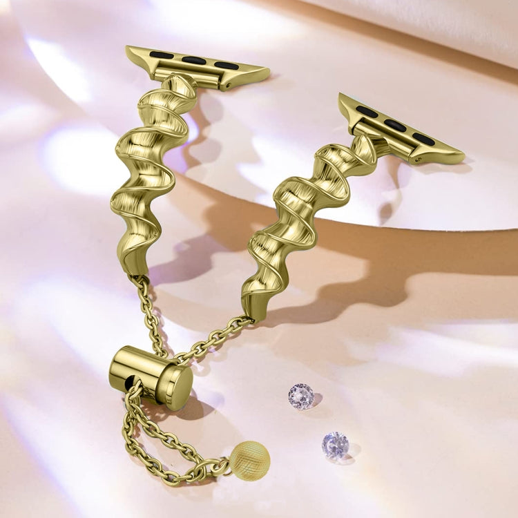 Ribbon Wave Metal Watch Band For Apple Watch 5 44mm(Gold) - Watch Bands by PMC TechLife | Online Shopping South Africa | PMC TechLife