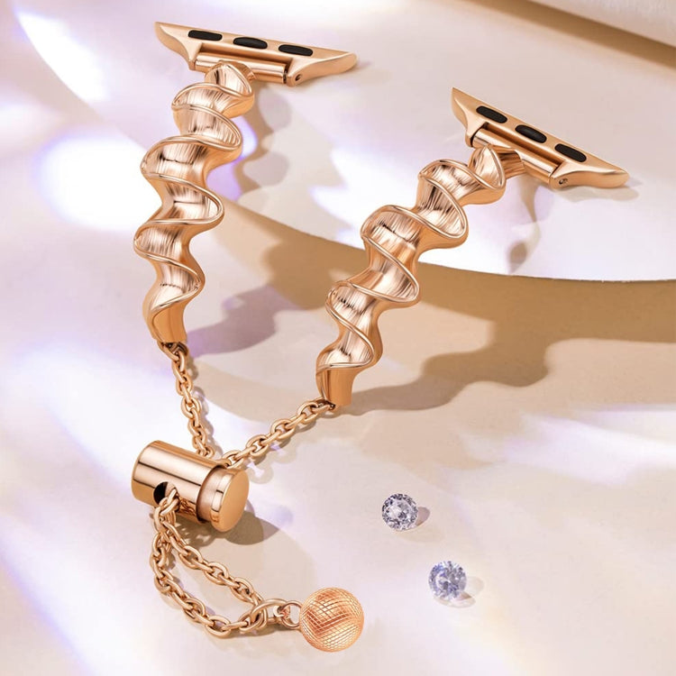 Ribbon Wave Metal Watch Band For Apple Watch 4 44mm(Rose Gold) - Watch Bands by PMC TechLife | Online Shopping South Africa | PMC TechLife