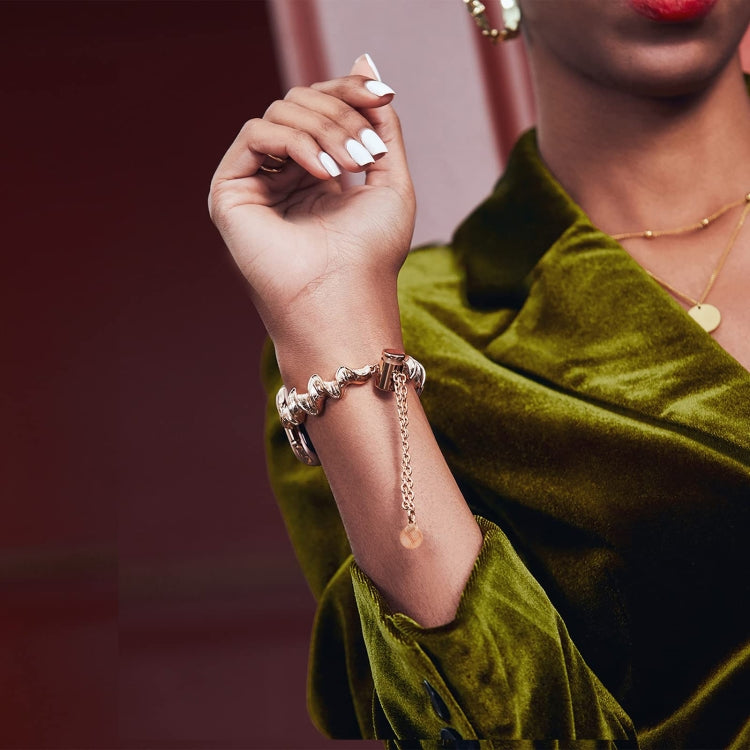 Ribbon Wave Metal Watch Band For Apple Watch 3 38mm(Rose Gold) - Watch Bands by PMC TechLife | Online Shopping South Africa | PMC TechLife