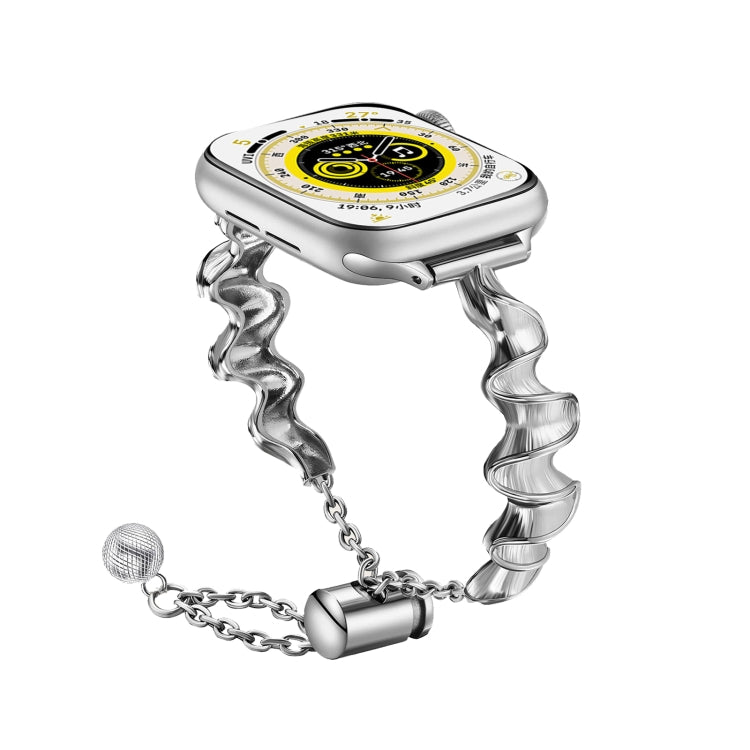 Ribbon Wave Metal Watch Band For Apple Watch 2 38mm(Silver) - Watch Bands by PMC TechLife | Online Shopping South Africa | PMC TechLife