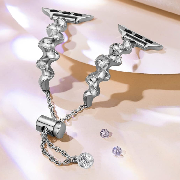 Ribbon Wave Metal Watch Band For Apple Watch 2 38mm(Silver) - Watch Bands by PMC TechLife | Online Shopping South Africa | PMC TechLife