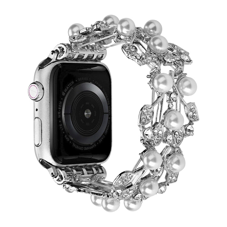 Four-leaf Bead Metal Watch Band For Apple Watch 5 40mm(Silver) - Watch Bands by PMC TechLife | Online Shopping South Africa | PMC TechLife