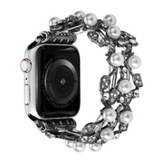 Four-leaf Bead Metal Watch Band For Apple Watch 3 38mm(Black)