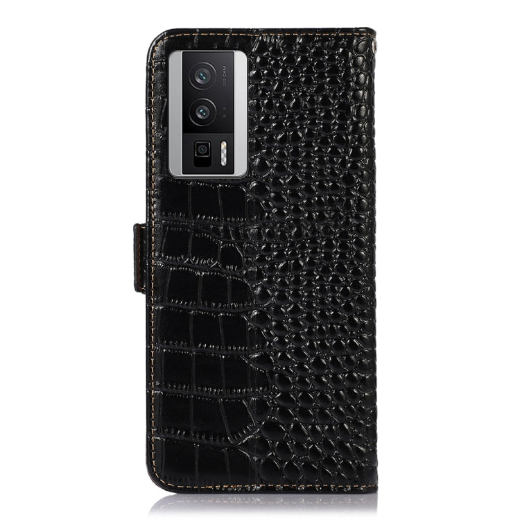 For Xiaomi Redmi K60 / K60 Pro 5G / Poco F5 Pro Crocodile Top Layer Cowhide Leather Phone Case(Black)