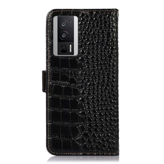 For Xiaomi Redmi K60 / K60 Pro 5G / Poco F5 Pro Crocodile Top Layer Cowhide Leather Phone Case(Black)
