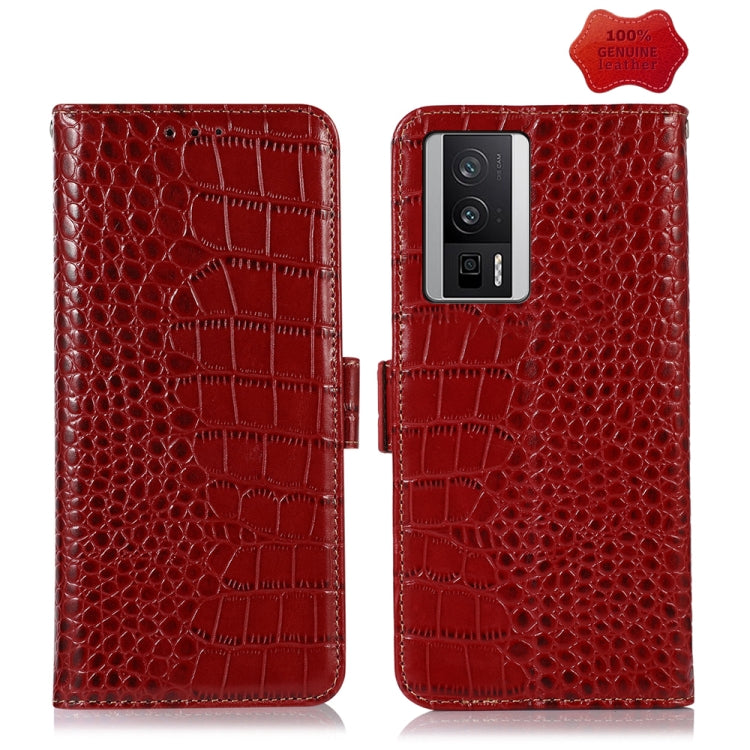 For Xiaomi Redmi K60 / K60 Pro 5G / Poco F5 Pro Crocodile Top Layer Cowhide Leather Phone Case(Red) - Xiaomi Cases by PMC TechLife | Online Shopping South Africa | PMC TechLife
