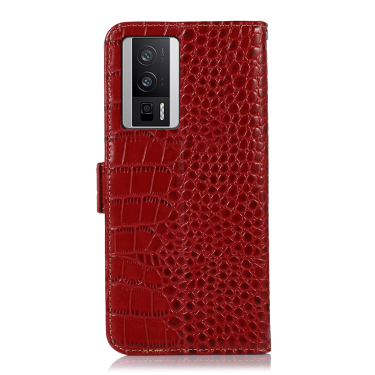 For Xiaomi Redmi K60 / K60 Pro 5G / Poco F5 Pro Crocodile Top Layer Cowhide Leather Phone Case(Red) - Xiaomi Cases by PMC TechLife | Online Shopping South Africa | PMC TechLife