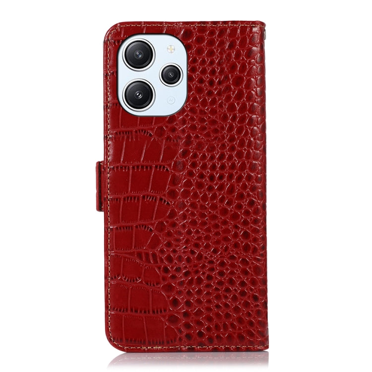 For Xiaomi Redmi 12 Crocodile Top Layer Cowhide Leather Phone Case(Red) - Xiaomi Cases by PMC TechLife | Online Shopping South Africa | PMC TechLife