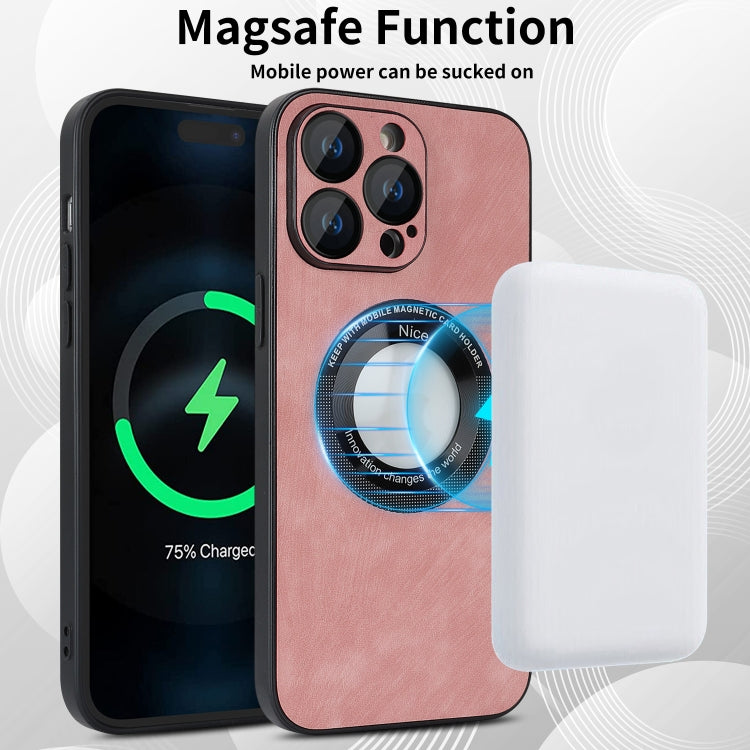 For iPhone 13 Pro Skin Feel Leather MagSafe Magnetic Phone Case(Pink) - free shipping - PMC TechLife - Order now!