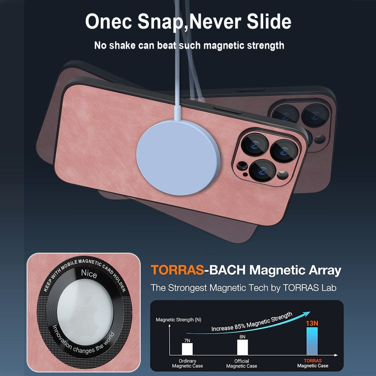For iPhone 13 Pro Skin Feel Leather MagSafe Magnetic Phone Case(Pink)