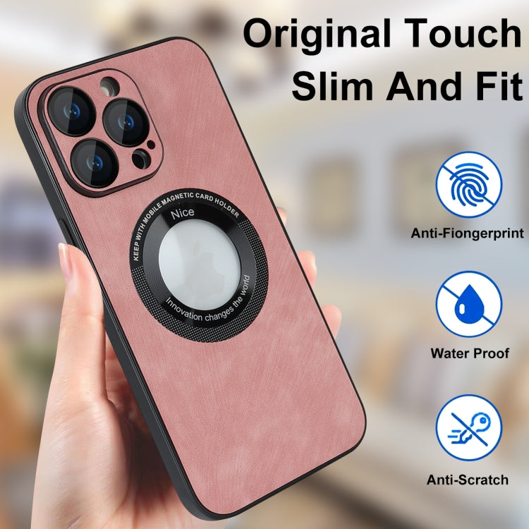 For iPhone 13 Pro Skin Feel Leather MagSafe Magnetic Phone Case(Pink)