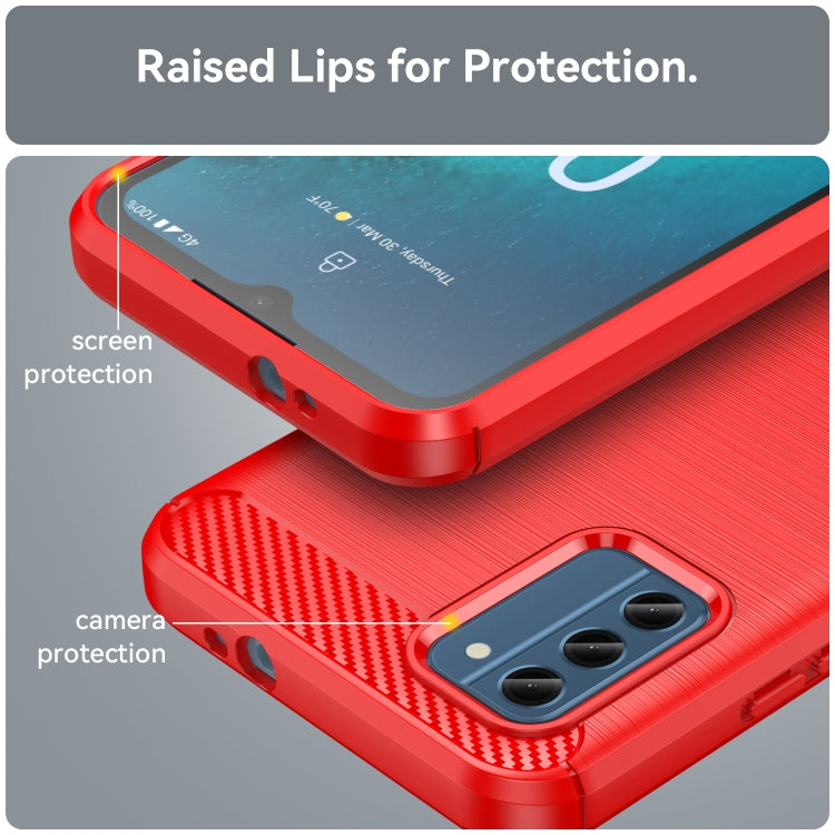 For Nokia C300 Brushed Texture Carbon Fiber TPU Phone Case(Red)