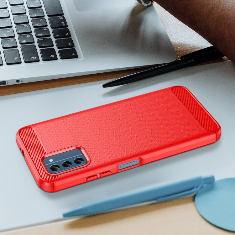 For Nokia C300 Brushed Texture Carbon Fiber TPU Phone Case(Red)