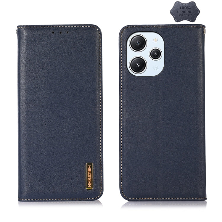 For Xiaomi Redmi 12 KHAZNEH Nappa Top Layer Cowhide Leather Phone Case(Blue) - Xiaomi Cases by PMC TechLife | Online Shopping South Africa | PMC TechLife