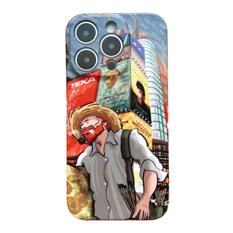 For iPhone 14 Pro Max Precise Hole Oil Painting Pattern PC Phone Case(Edifice)