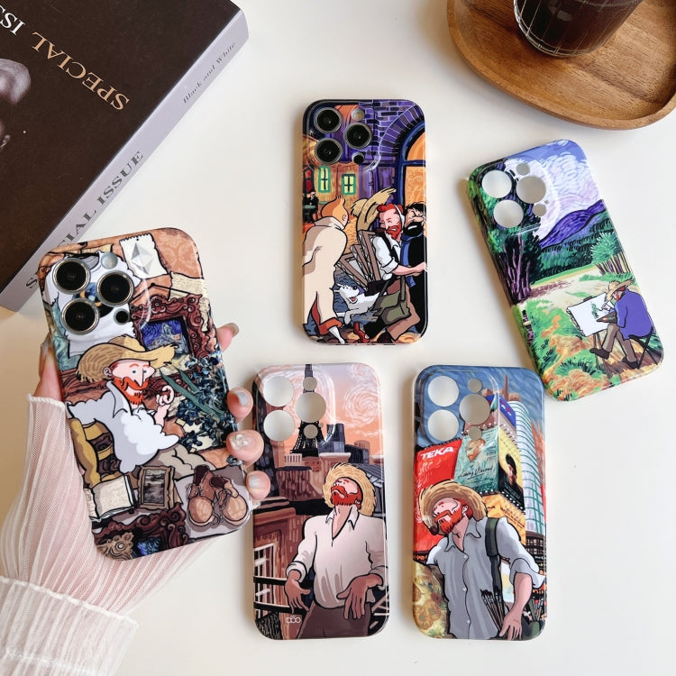 For iPhone 13 Pro Precise Hole Oil Painting Pattern PC Phone Case(Tobacco Pipe)