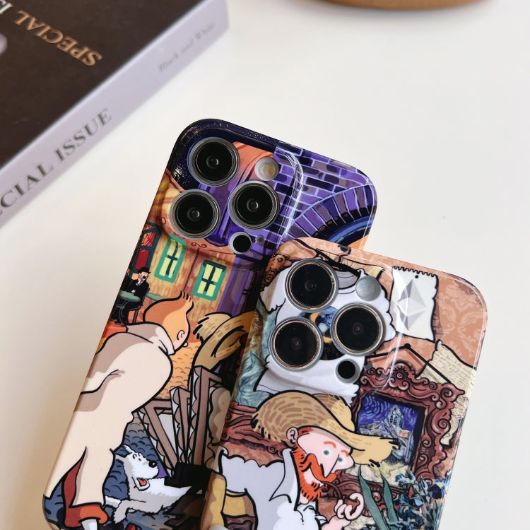For iPhone 12 Pro Precise Hole Oil Painting Pattern PC Phone Case(Edifice) - iPhone 12 / 12 Pro Cases by PMC TechLife | Online Shopping South Africa | PMC TechLife